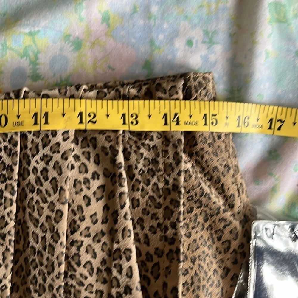 NWT Vintage 100% Leather Deadstock Chia‎ Leopard Print Wrap Skirt Size 10 90s
